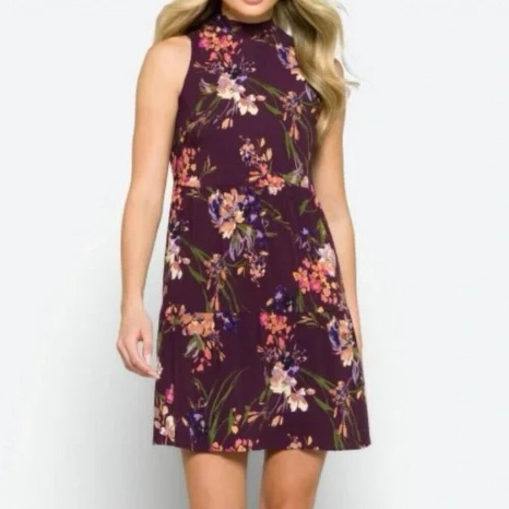 NWT Stitchfix x French Grey Judith Tiered Dress Women Purple Allover‎ Floral L
